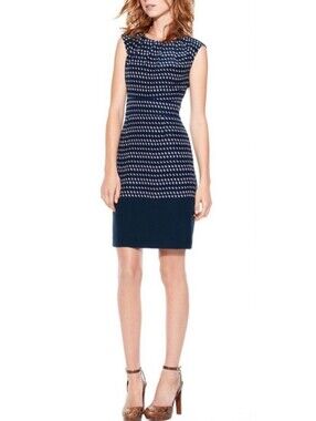 Tory Burch 100% Silk Marlow Geometric Sheath Dress Sz 0